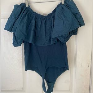Free people ruffled off the shoulders bodysuit